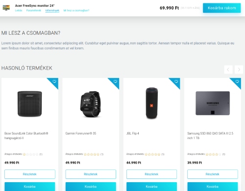 Termékoldali rögzített fejléc