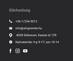 Lábléc elérhetőség