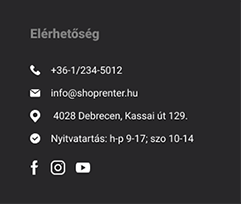 Lábléc elérhetőség